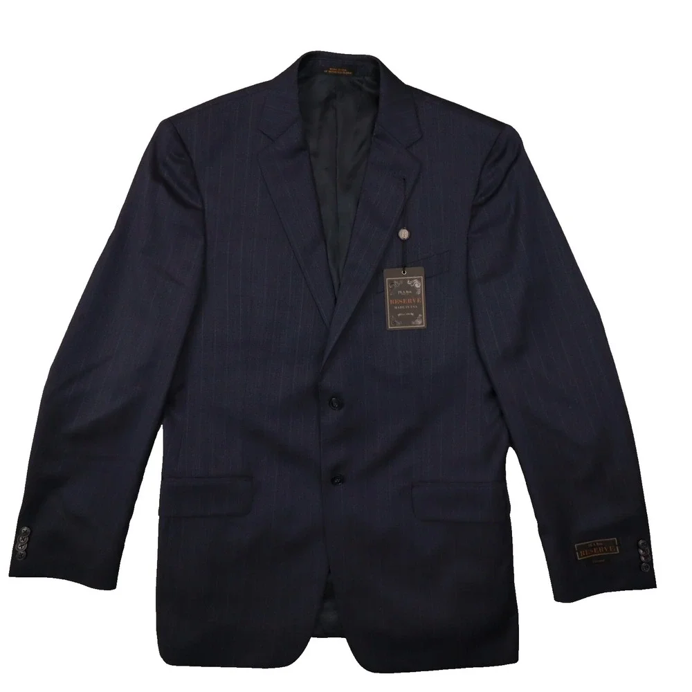 Jos A Bank Reserve Navy Stripe‎ Tailored Fit Wool Blazer Sport Coat size 40L NWT